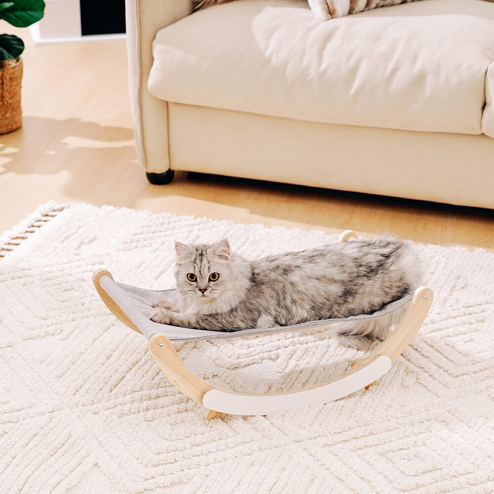 Chaise pivotante de lit hamac pour chat surélevé en bois