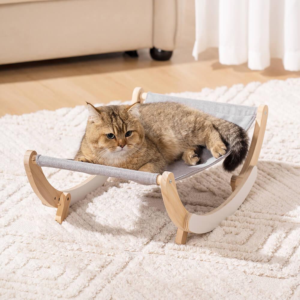 Chaise pivotante de lit hamac pour chat surélevé en bois