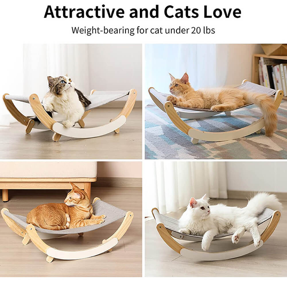 Chaise pivotante de lit hamac pour chat surélevé en bois