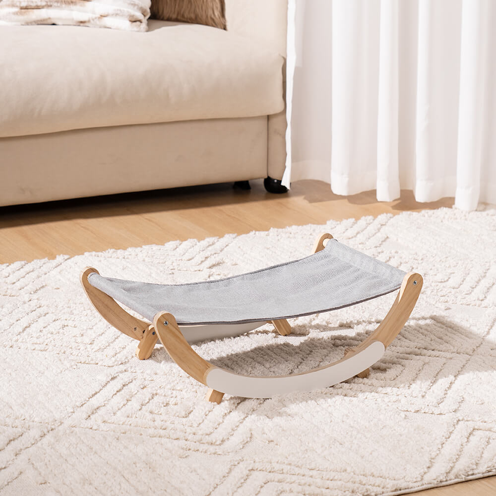 Chaise pivotante de lit hamac pour chat surélevé en bois