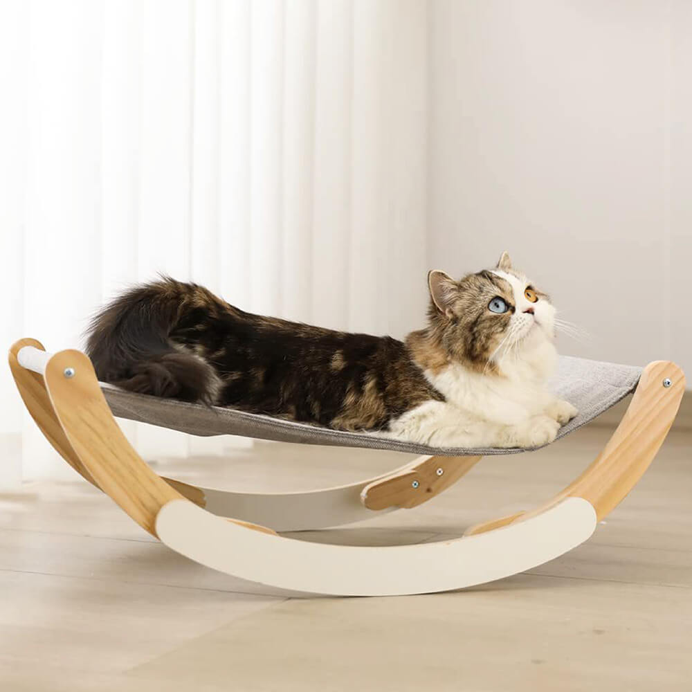 Wooden Elevated Cat Hammock Bed Swing Chair