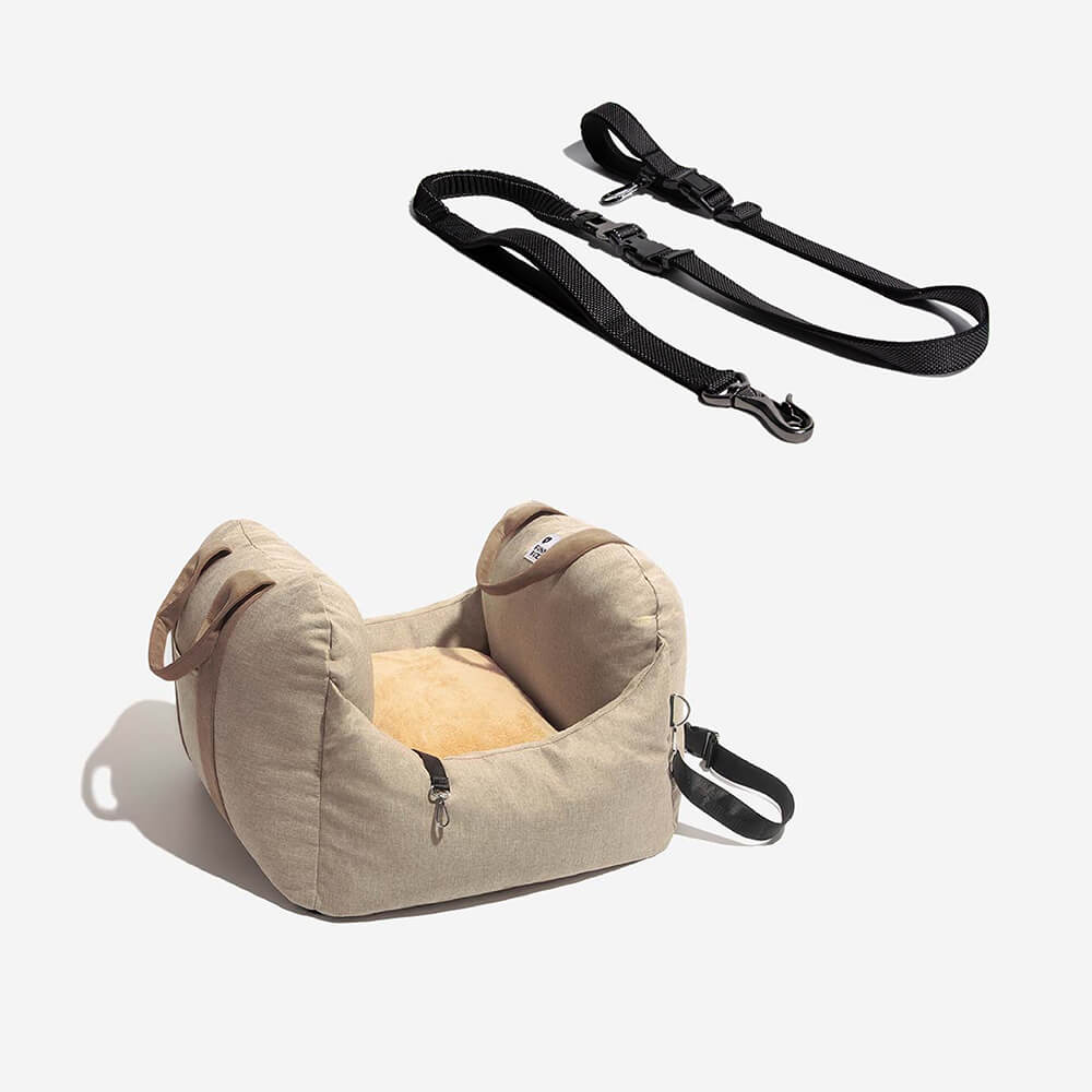 First Class Dog Car Seat Bed With Multifunction Hands Free Dog Leash With Safety Seat Belt