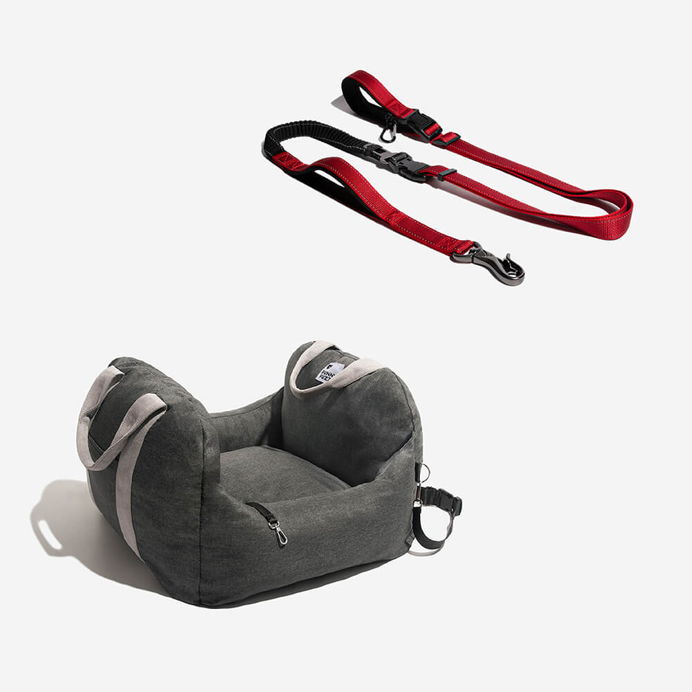 First Class Dog Car Seat Bed With Multifunction Hands Free Dog Leash With Safety Seat Belt