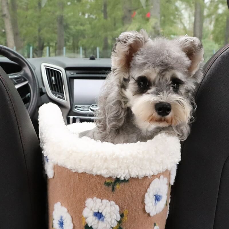 Siège de sécurité pour voiture en laine polaire pour chien, Console centrale, siège de voiture pour animaux de compagnie