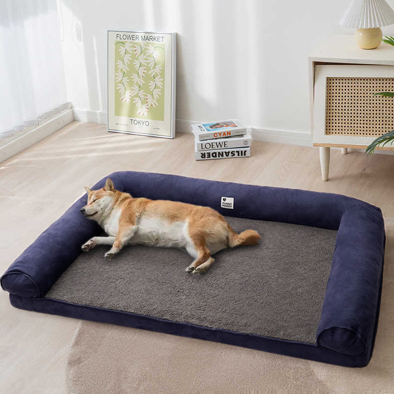 <tc>Cama ortopédica para perros de gran soporte en ante de lana sintética</tc>