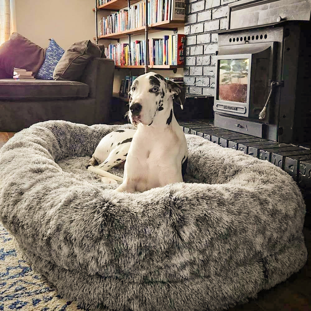 Cama ovalada más profunda de lujo para dormir, cama para perros humanos